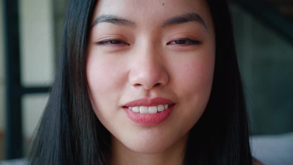 Closeup Headshot Cropped Confident Face Portrait of Cute Gorgeous Pretty Adorable Asian Girl Lady