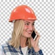 Beautiful female engineer in hardhat calling, Alpha Channel - VideoHive Item for Sale