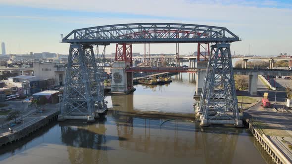 Revealing the Old Steel Structure of the Ferry Bridge in La Boca, Buenos Aires