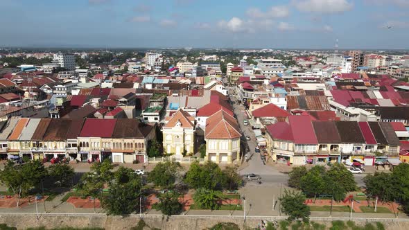 Aerial view of Battambang, Cambodia.