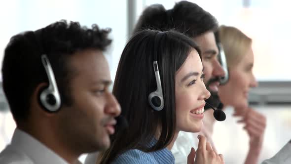 Asian Girl Working As Dispatcher in Office.