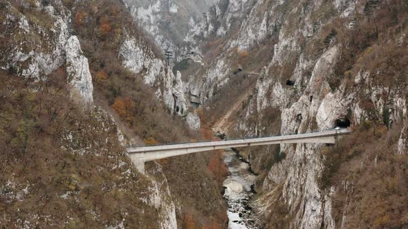 Automobile Bridge in the Gorge Above the River