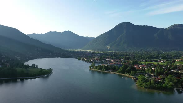 Aerial view of lake Tegernsee and Egerner Bucht