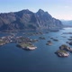 Flight above sea and view on the Henningsvaer fishing village Lofoten Islands,Norway - VideoHive Item for Sale