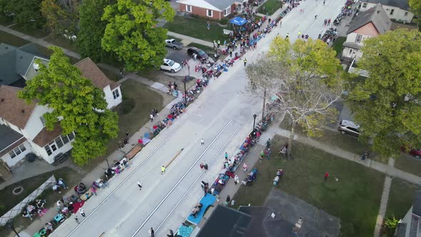 Residential neighborhood preparing for annual celebration parade in La Crosse, Wisconsin.