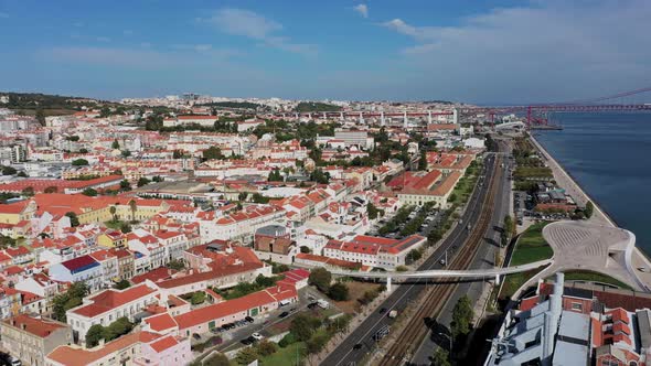 Aerial view over Lisbon