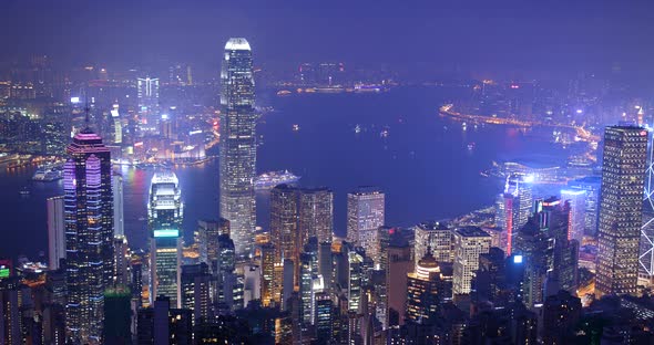 Hong Kong urban city at night