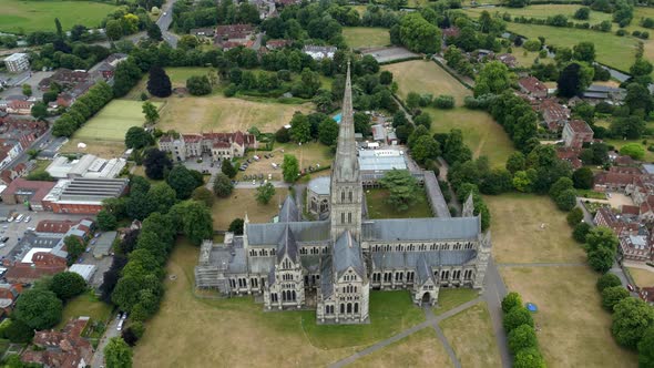 Aerial Drone Video Salisbury Cathedral Circa 2022