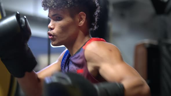 Sportsman Working Hard to Get Ready Fro a Boxing Fight