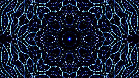 Bright abstract light governing full color, kaleidoscope, blue background