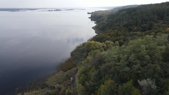 Aerial View of the Dnipro River - the Main River of Ukraine