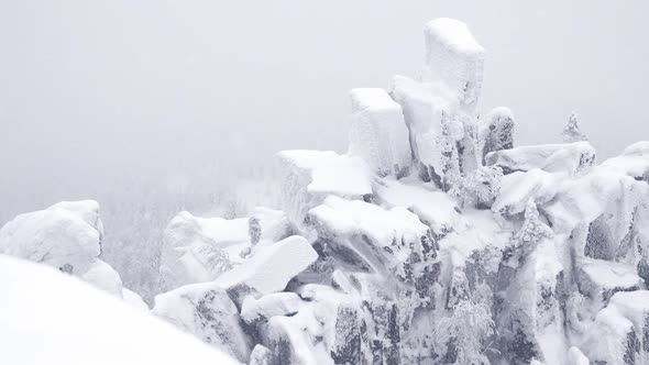 Snowstorm on Top of Cliff