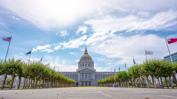 Time Lapse: San Francisco Civic Center and flags
