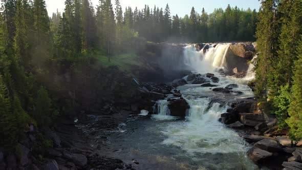 Ristafallet Waterfall in the Western Part of Jamtland