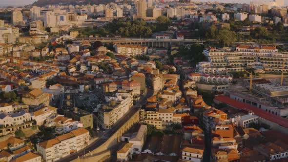 Porto in Portugal, aerial drone cityscape view 4k