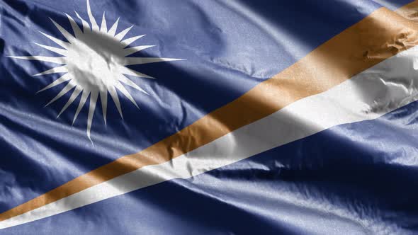 Marshall Islands textile flag waving on the wind. 10 seconds loop.