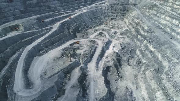 Aerial view Vertical panorama of Huge asbestos quarry 04