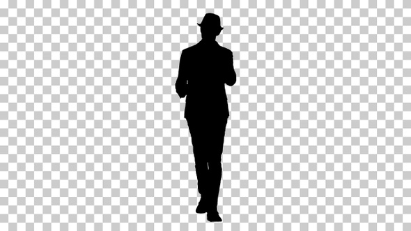 Silhouette man walking, Alpha Channel