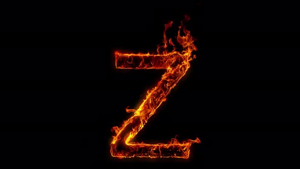 Super Slow Motion Shot of Burning Letter Z Isolated on Black Background at 1000 Fps