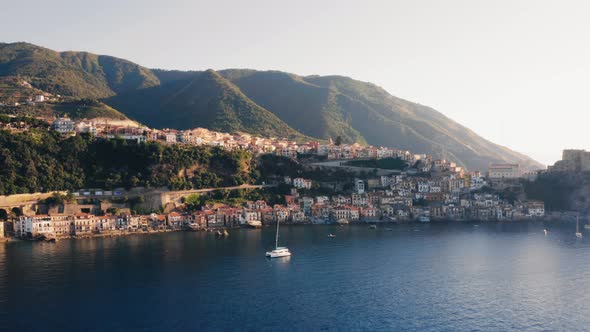 Aerial view of city of Chianalea, Scilla. Calabria Italy