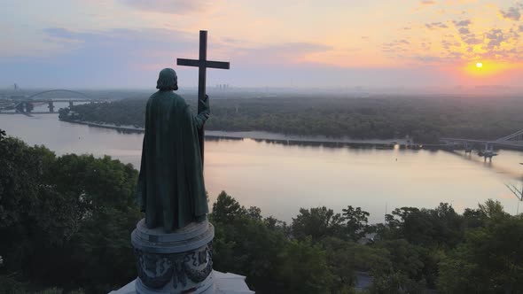 Monument To Vladimir the Great at Dawn in the Morning, Kyiv, Ukraine