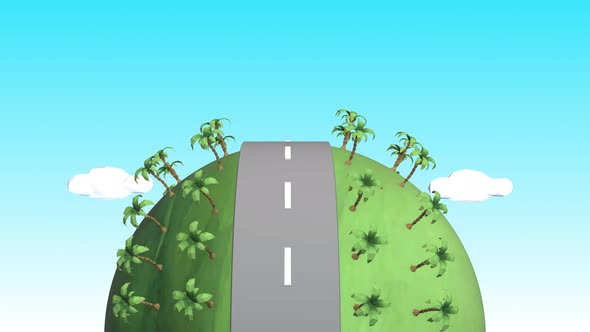 Summer Road Trip 4k Looped, 3D Cartoon Loop
