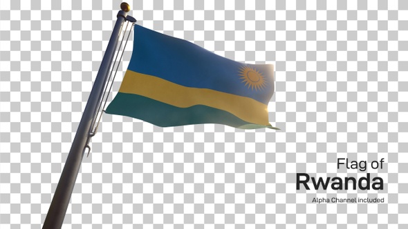 Rwanda Flag on a Flagpole with Alpha-Channel