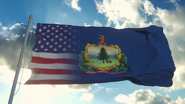 Flag of USA and Vermont State
