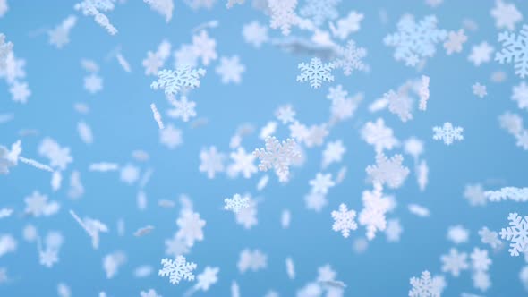 3D Blue Snowfall Background