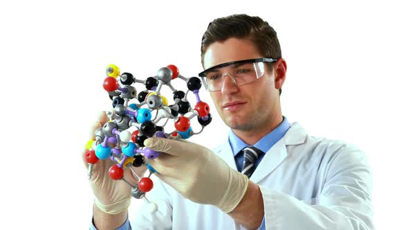 Scientist experimenting molecule structure