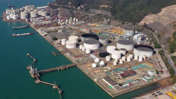 Drone fly over oil tank