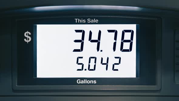 Digital Screen Counting to 100 Dollars Fuel Price Rates Goes Up Due Inflation