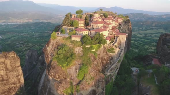 Aerial view of The Great Meteoron - Meteora in Greece