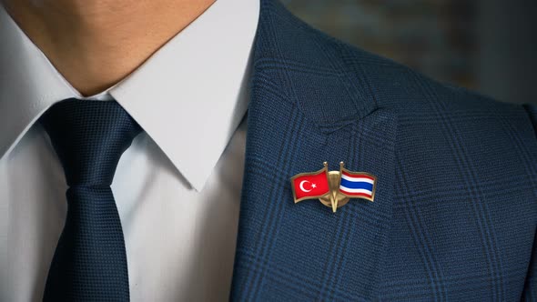 Businessman Friend Flags Pin Turkey Thailand