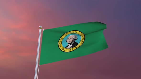 Flag Of Washington Waving 4k