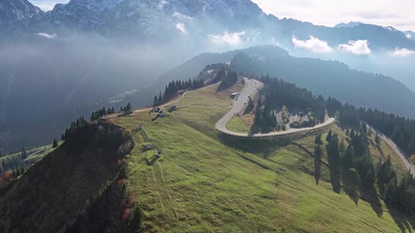 Flight Over Rossfeld Mountain Panoramic Road, Berchtesgaden, Germany