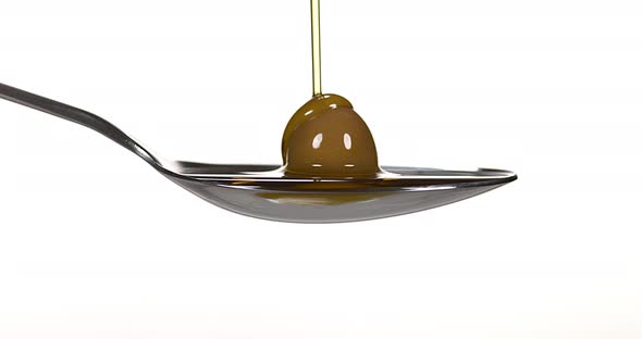 Olive and Olive Oil against White Background, Slow Motion 4K