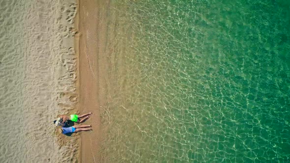 Beautiful beach with family