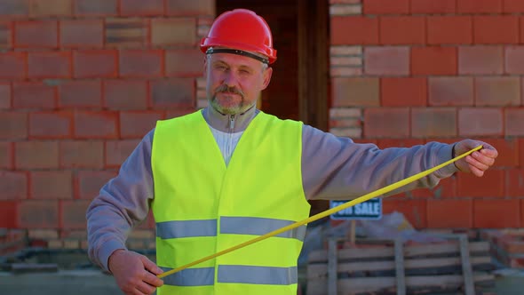 Positive Builder Engineer Architect Looking Approvingly at Camera Showing Thumbs Up Like Sign