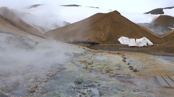 Must-See Places in the World. Smoke over the water. Geothermal field in Iceland.