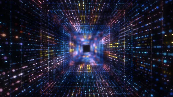Motion Graphic Flying Into Digital Technologic Tunnel alt