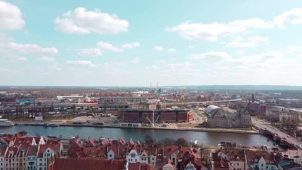 European city from above. Shooting from a drone. Beautiful panorama of the city.