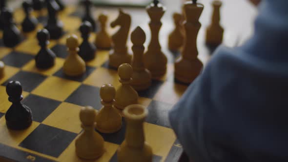 Close Shot of Chess Game at Home in Living Room