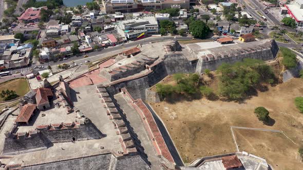 Aerial view of the Castillo de San Felipe de Barajas castle in Cartagena de Indias, Colombia