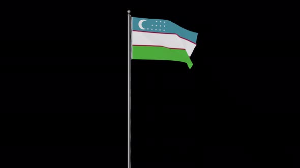 Uzbekistan Flag Pole Loops With Alpha