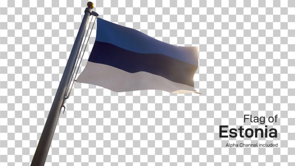 Estonia Flag on a Flagpole with Alpha-Channel