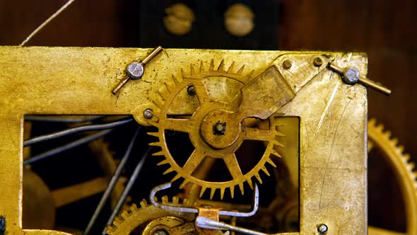 Close-up of watch mechanism with gears