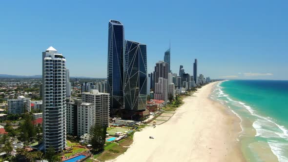 Some of the high rise buildings, such as the Jewel apartment buildings, along Broadbeach in Queensla