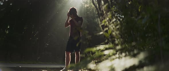 Man photographs nature