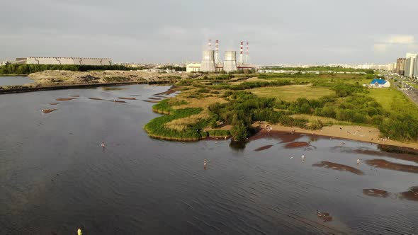 Coalfired Power Plant Station in SaintPetersburg on Shore of Gulf of Finland